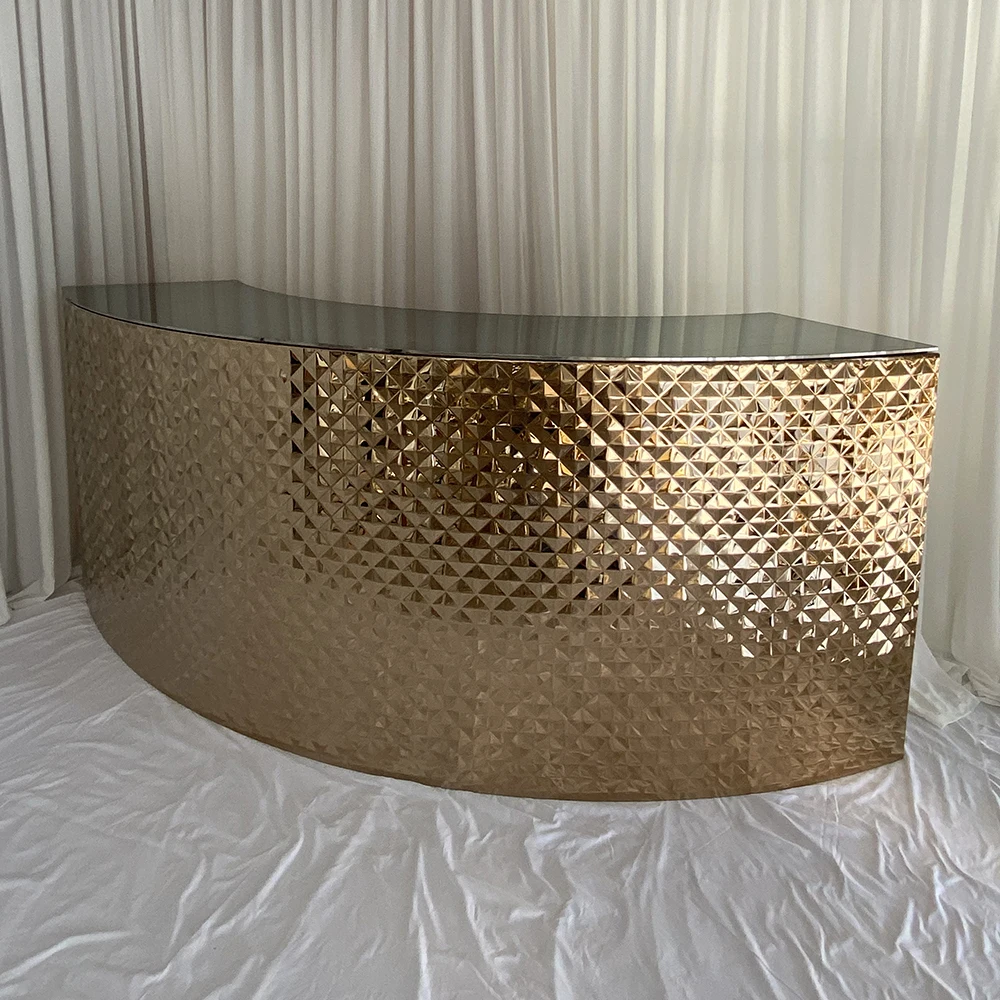 

Modern Luxury Stainless Steel Round Bar Height Table Wedding Rental Bar Counter for Events