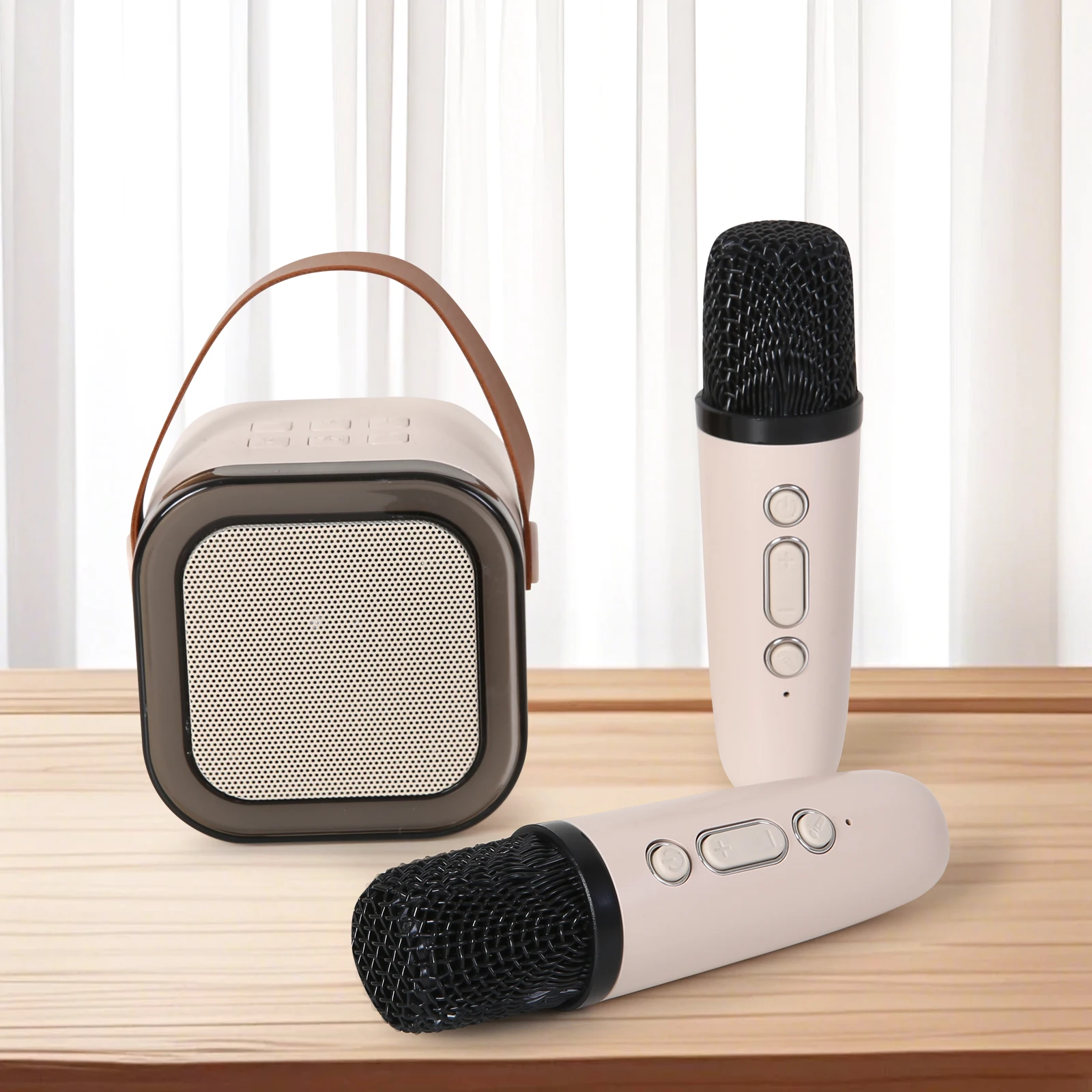 مجموعة واحدة من مكبر صوت كاريوكي بلوتوث محمول مع 2 ميكروفونات لاسلكية للأطفال والكبار للاستخدام المنزلي والأنشطة الخارجية