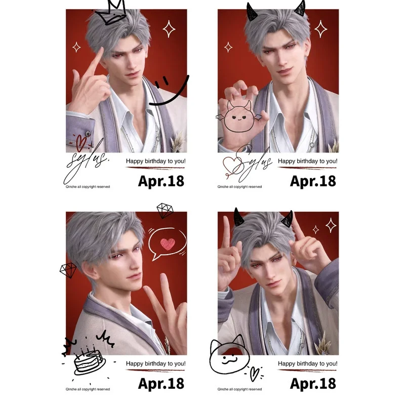 

4 Pcs/Set Love And Deepspace Lomo Card Sylus Zayne Xavier Rafayel Happy Birthday Small Cards Photocard Fans Collection Gift