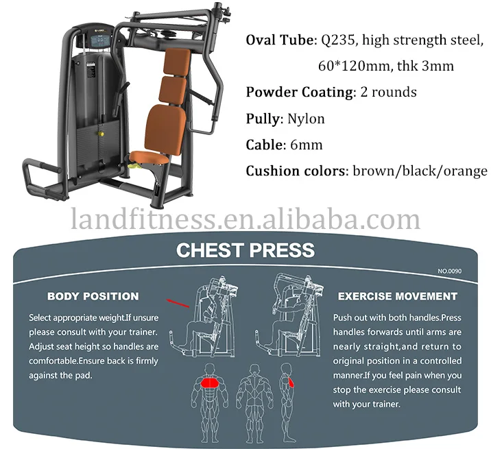 LD-7070 دبوس تجاري محمل الصدر الصحافة معدات الصالة الرياضية آلة الصدر بالجملة لكمال الأجسام