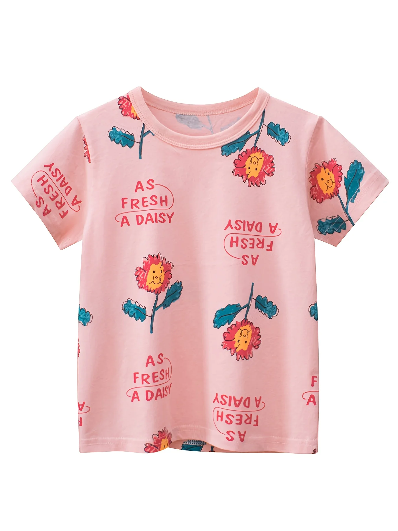 

Toddler Girls Letter And Flowers Graphic T-Shirt Cotton Casual Round Neck Tees Top Kids Summer Clothes