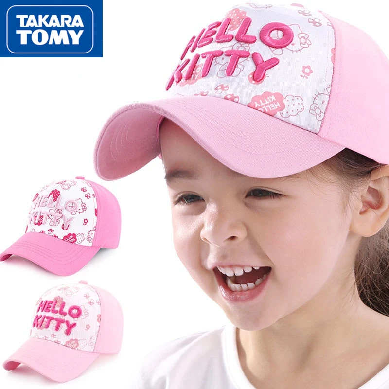 TAKARA TOMY Sommer Neue Hallo Kitty Kinder Sonnenschutz Sommer Dünne Mesh Erreichte Visier Mädchen Einstellbare Nette Erreichte Baseball Kappe