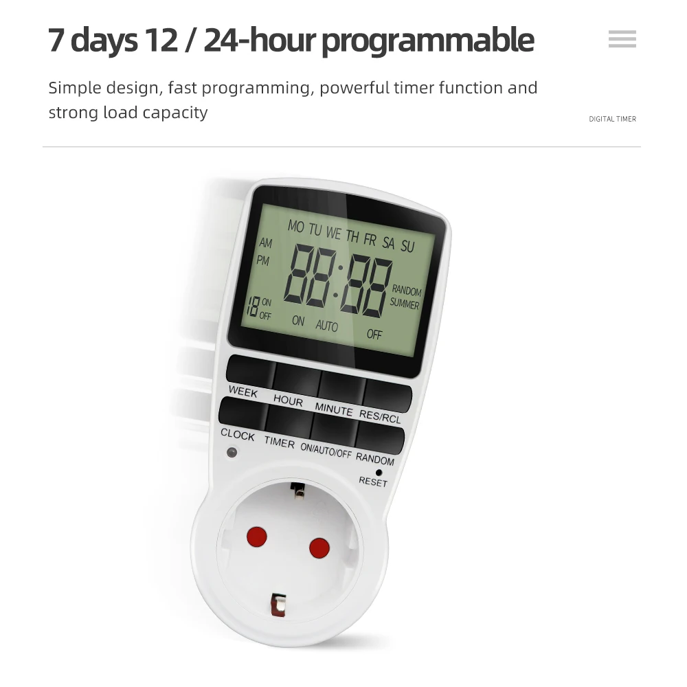 Digital Timer Switch Electronic 12/24 Hour 7 Day Programmable Timing Socket Kitchen Appliance Time Control EU US FR Plug Outlet