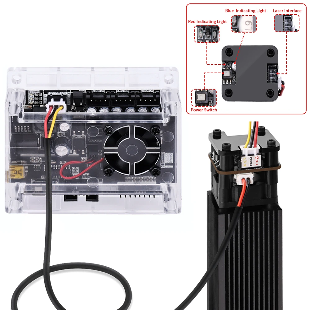 CNC 20W Laser Module Wood Working Tools Laser Engraving Machine Head with Protective Goggles for CNC Cutting Machine