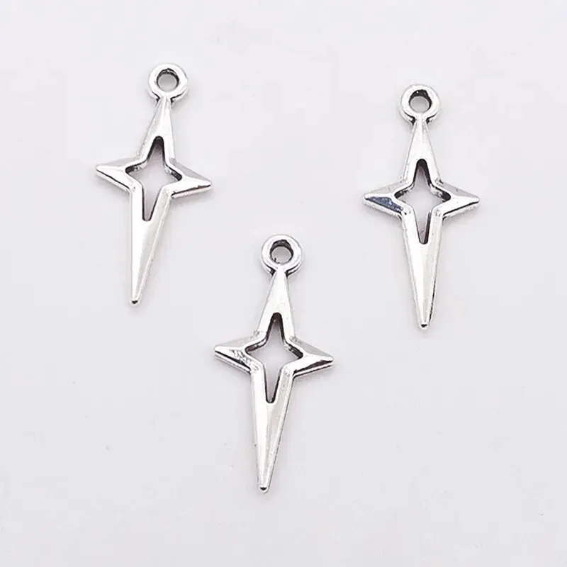 40pcs 23x10mm Antique Silver Color Openwork Star Charms For Jewelry Making