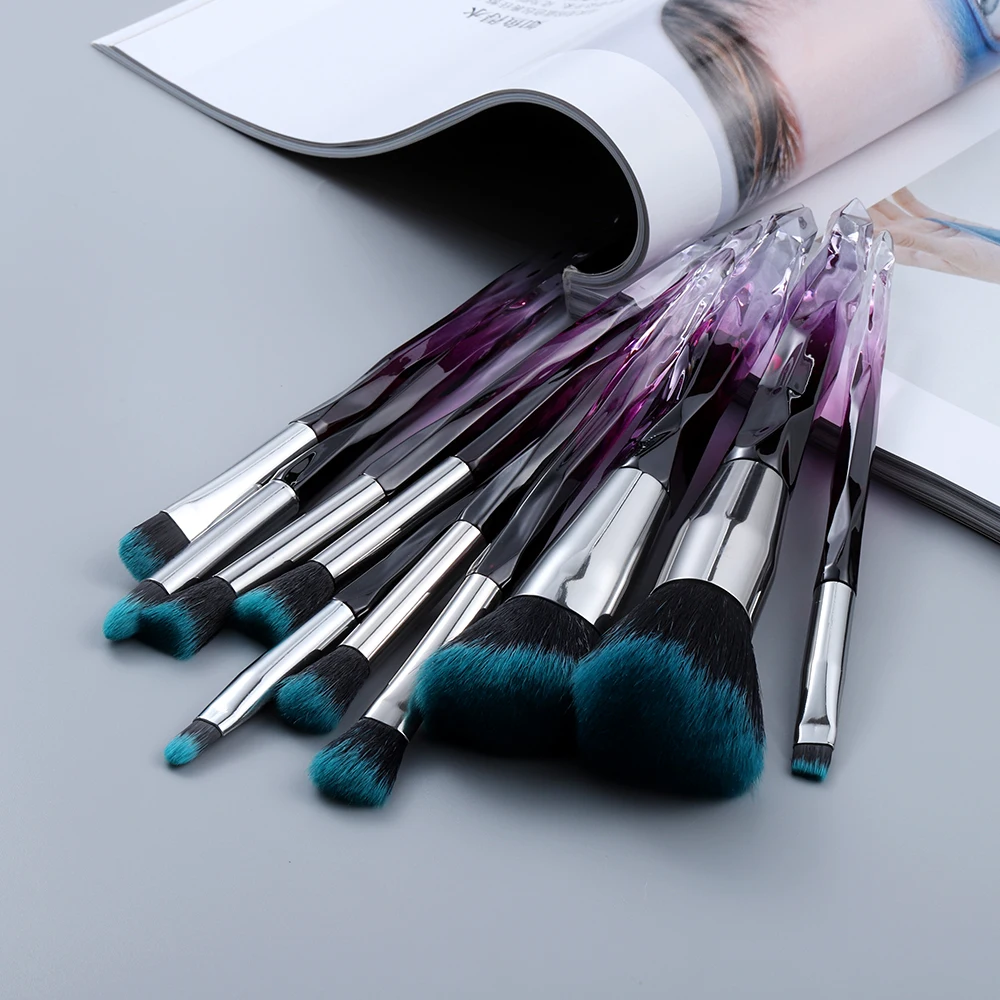 5/10 pinceaux de maquillage, ensemble de pinceaux de maquillage texturés en cristal, fard à paupières contour en poudre libre adapté aux dames/filles