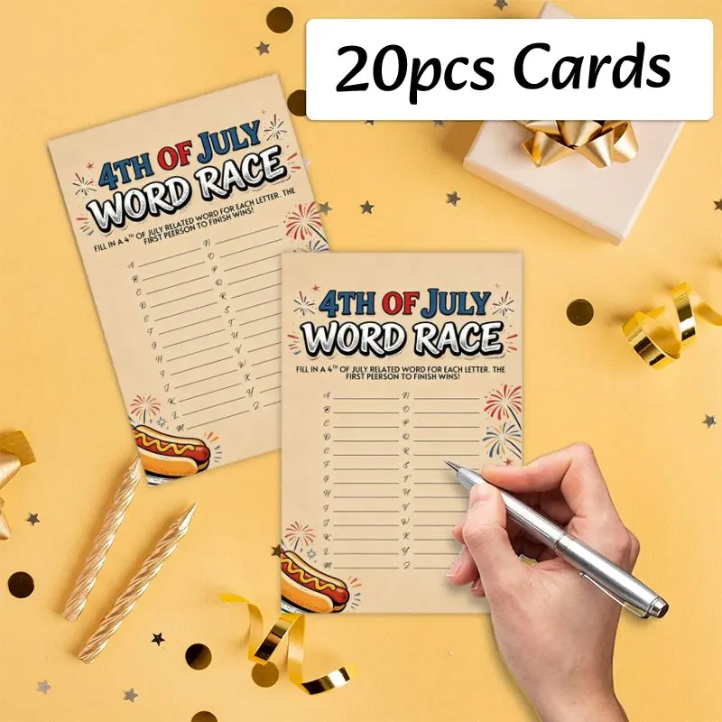 20PCS Word Racing Party Cards, Suitable for Teenagers and Adults, Party Games, Sweet Party Decorations and Supplies