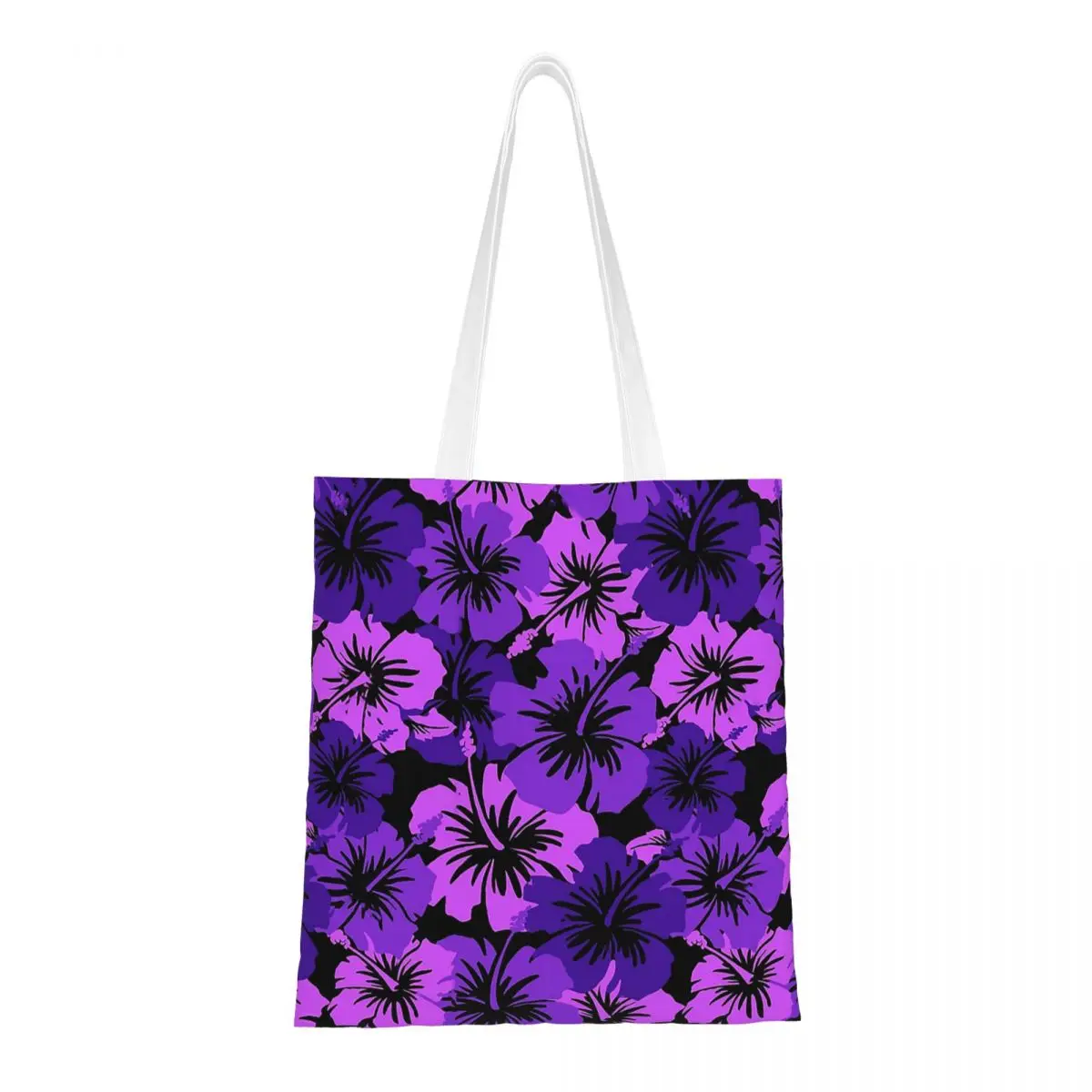 Epic Hibiscus Hawaiian Floral Aloha púrpura bolsas de compras niñas lona el bolso de mano plegable señoras hombro bolso de viaje