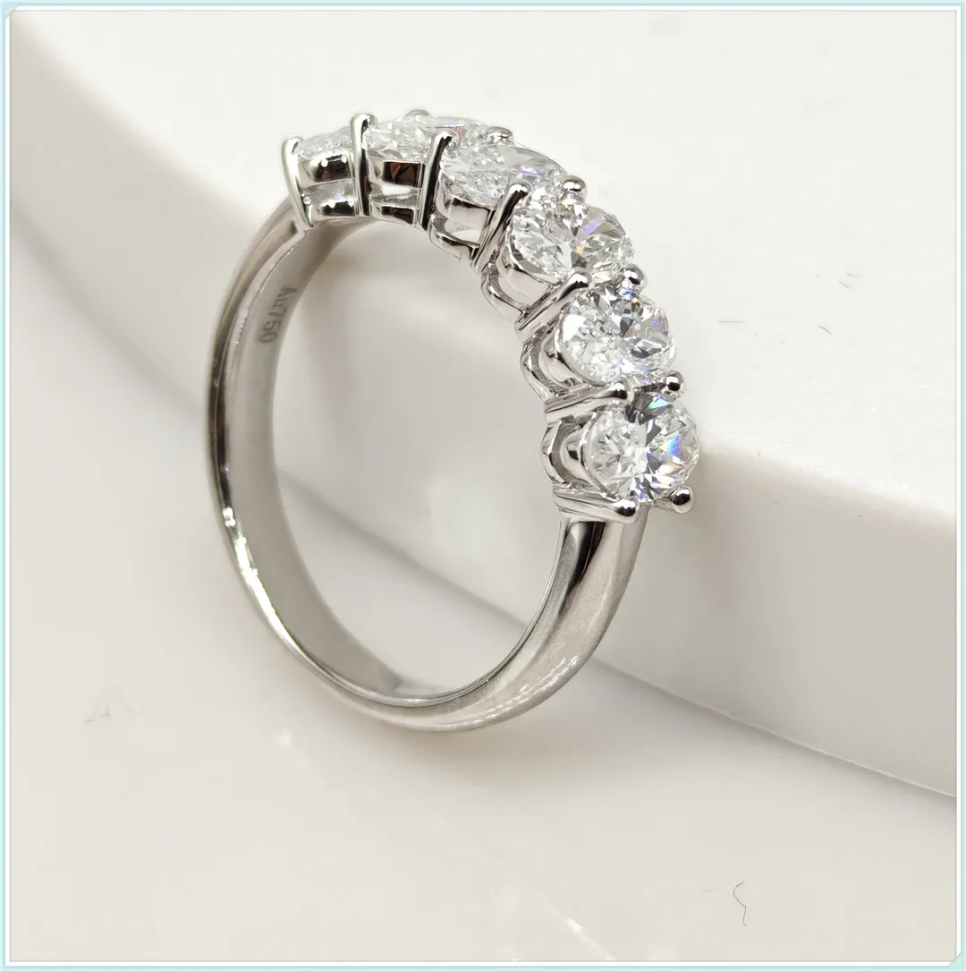 10K Solid Gold Lab-Grown Diamond 0.3CT 6-Diamond Oval Eternity Ring for Engagement Custom Wholesale