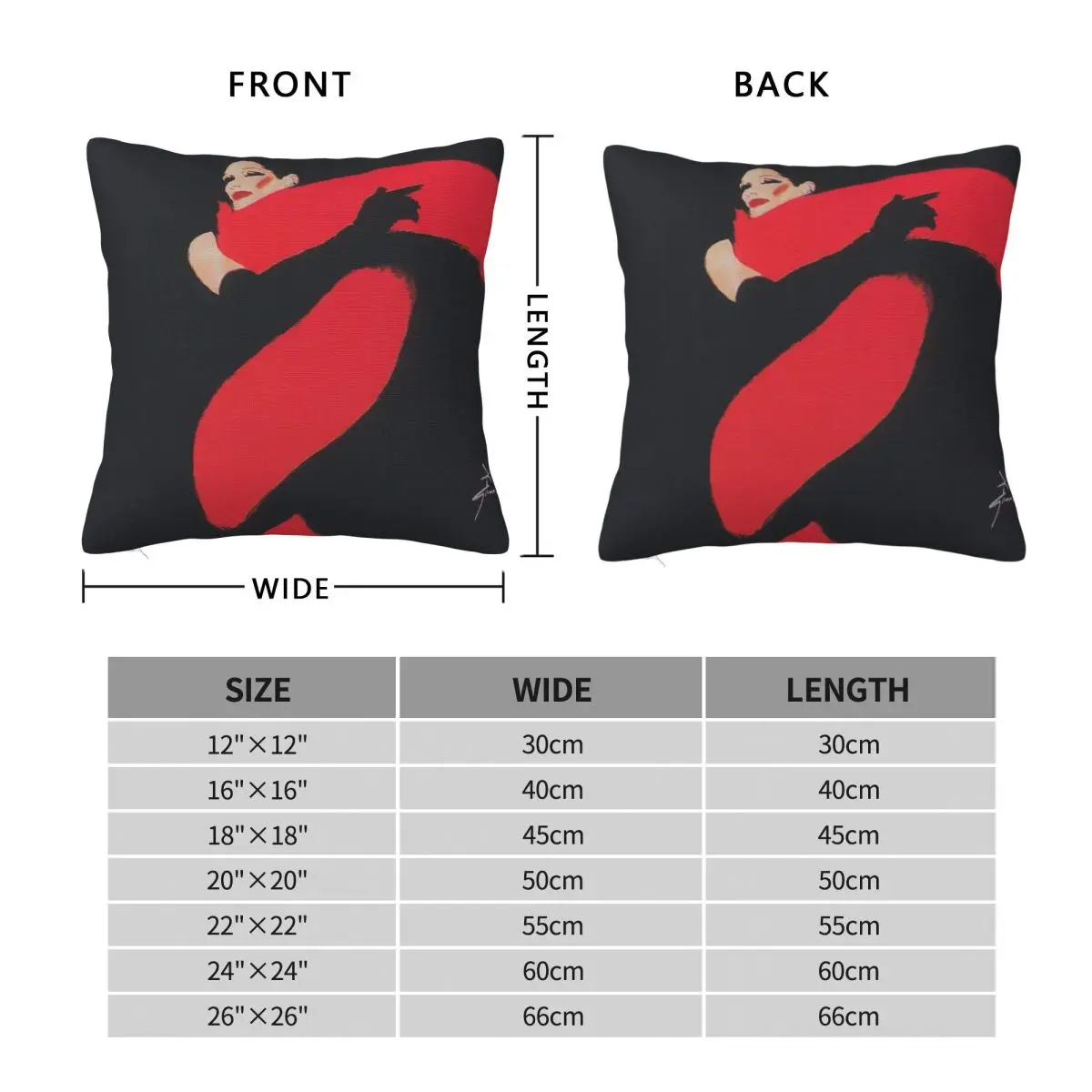 Red Scarf High Fashion Model Square Pillowcase Polyester Linen Velvet Creative Zip Decor Home Cushion Cover 45x45