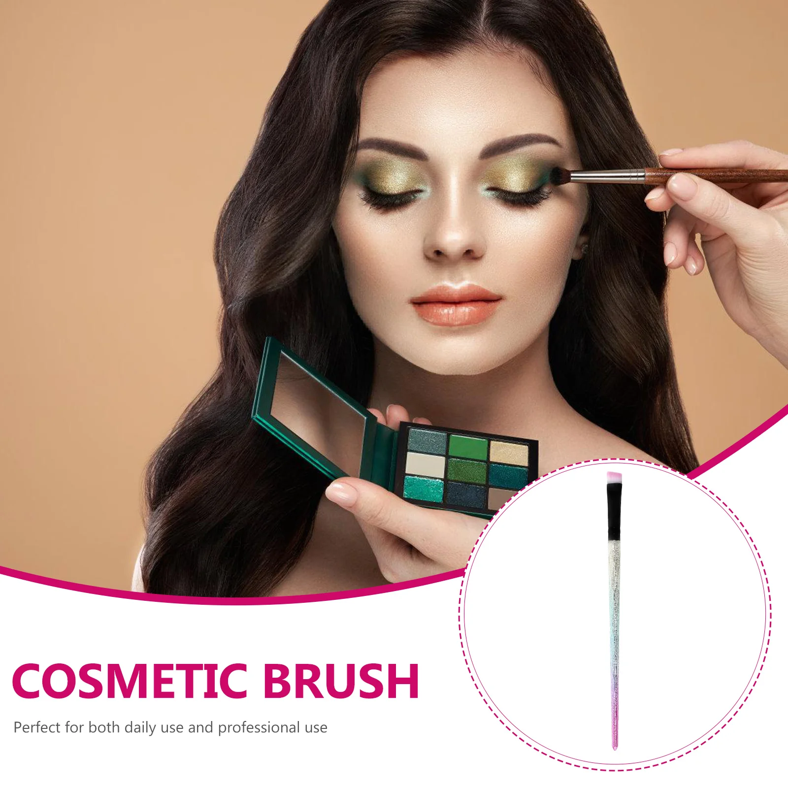 Premium make-upborstel Plastic handvat Nylon borstelharen Poederblushborstel voor dames Professioneel dagelijks gebruik (-055)