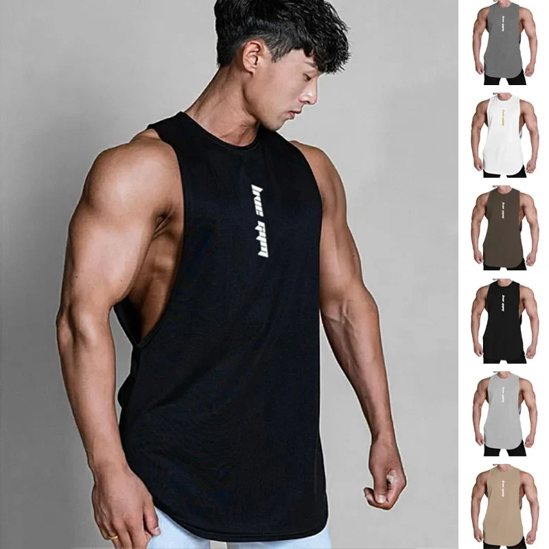 Men's Gym Clothing Summer Casual Tank Top Bodybuilding Sleeveless Shirt Sports Quick Dry Fitness Vest Workout Running Undershirt