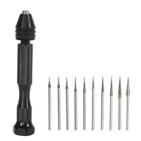 11pcs 0.5-4mm Hand Drill Set Mini Aluminum Hand Drill Bit Jewelry Craft Hand Manual Drill Woodworking Tools Drill Bit Carving