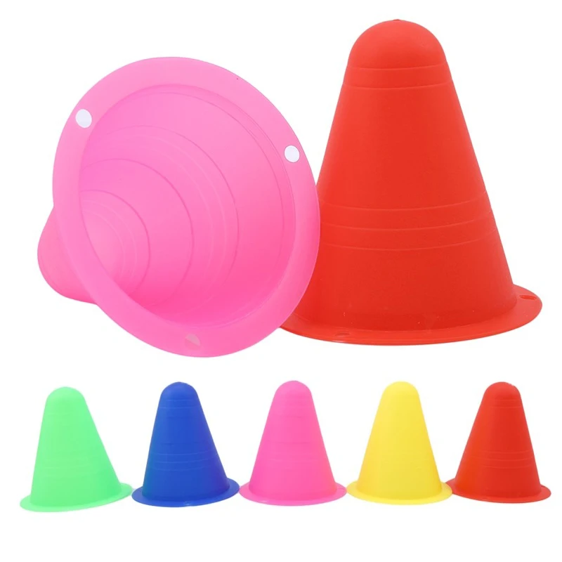 

10Pcs/Set Skate Marker Training Road Cones Roller Football Soccer Rugby Soft Tower Skating Obstacle Roller Skate Pile Suppplies