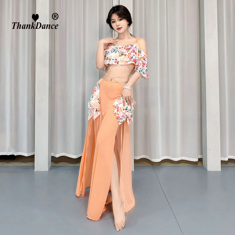 Korea Oriental Belly Dancing Wear Outfit Belly Dance Costumes Set for Women Dancing Clothing for Women Top Trousers 2pcs Suit