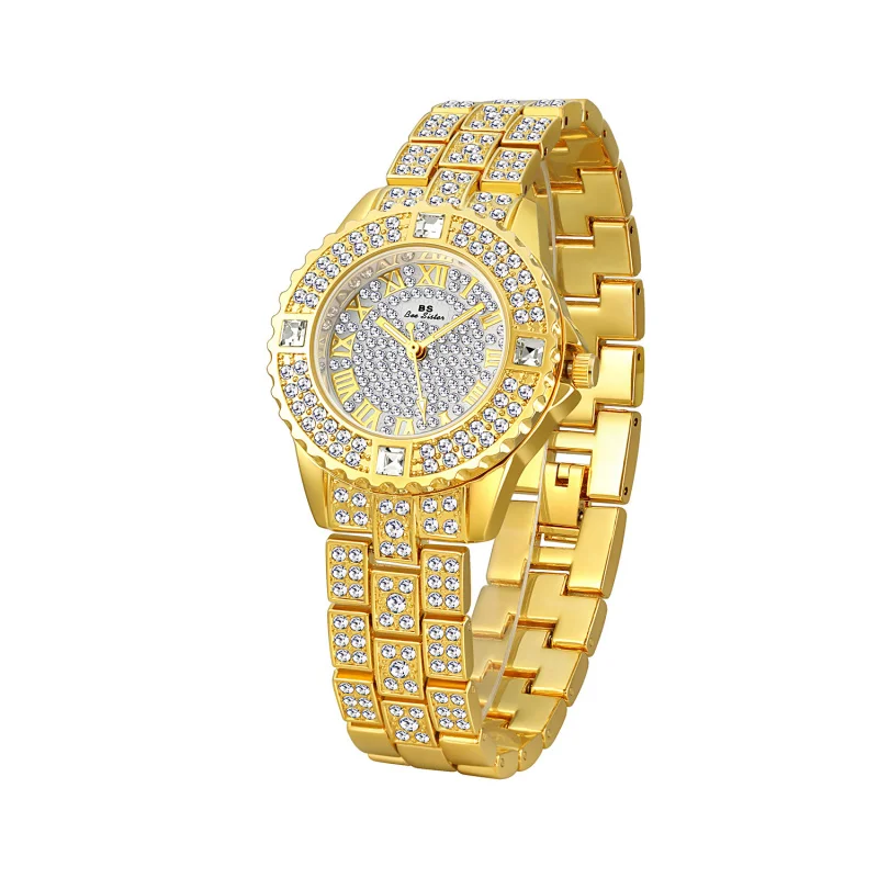 Deepsio luxury classic Golden MEN'S steel strap Roman scale rhinestone calendar quartz watch fashion male wristwatch gift