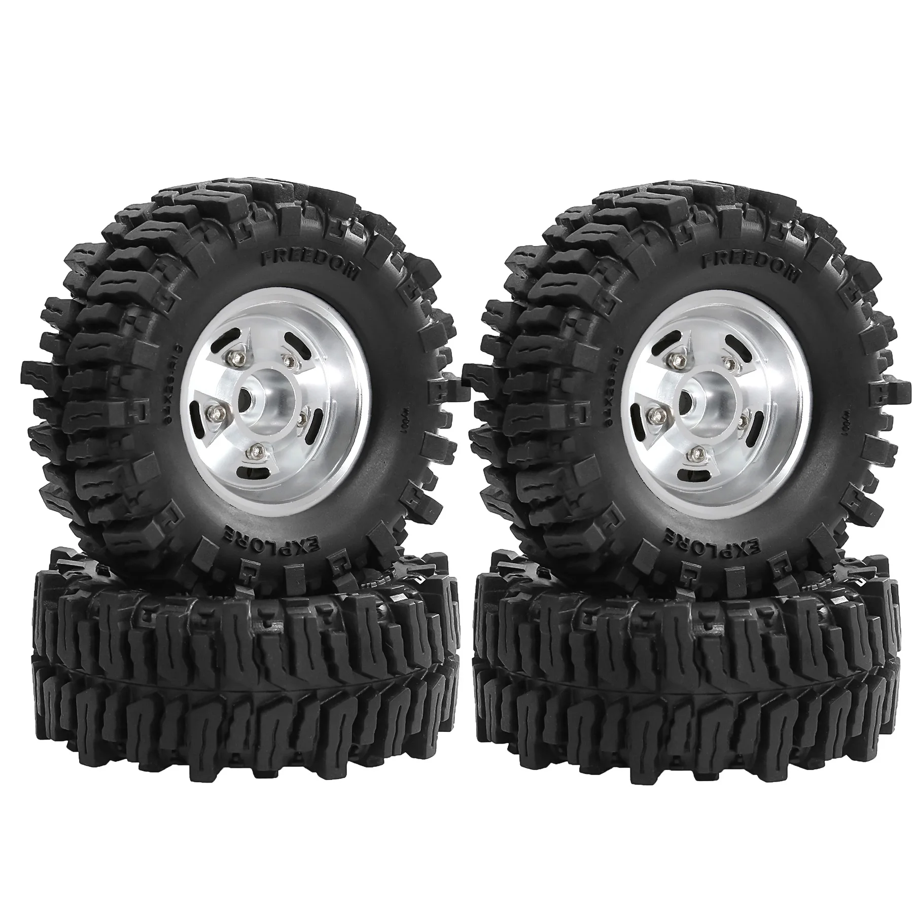 1.3” Aluminum Beadlock Wheels & Mud Terrain Tires for 1/18 1/24,TRX4M, Axial SCX24 AX24, Redcat Ascent-18, FCX24, 66 x 26mm,4pcs