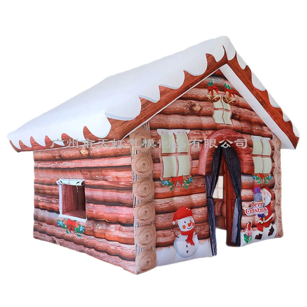 Lighting decoration inflatable Christmas hut inflatable Santa Claus pattern Christmas house spray painting house