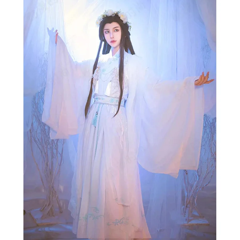 Disfraz de Cosplay sisi 2233Xie Lian, Anime Tian Guan Ci Fu Xielian, ropa antigua inmortal blanca, tela Shen Lanzhou Han Chu Wanni