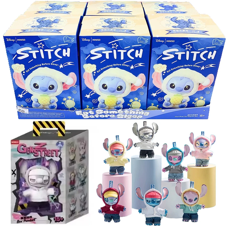 

Аниме Stitch Blind Box Gen Z Street Series Bag Eat Some Thing Before Sleep Series Виниловый кулон Милая кукла Тайный подарок