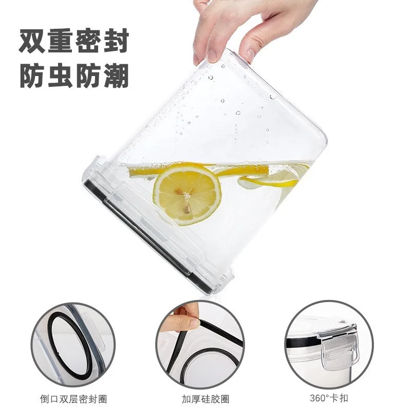 حاويات تخزين الحبوب 4 لتر مع أغطية 4 قطع خزان طعام محكم مقاوم للرطوبة مع ملصقات ملصقات صندوق تنظيم المطبخ