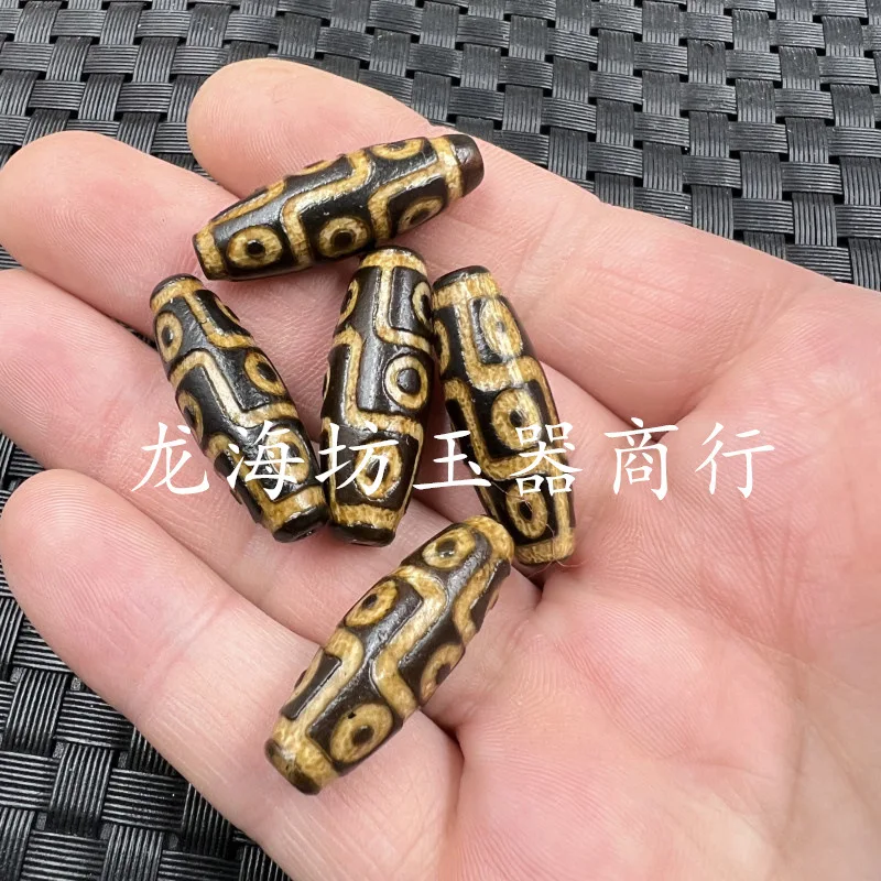 Jade Loose Beads Two-Eye Sky Beads Luantong Loose Beads Diamond Sky Beads Barrel Beads Loose Beads Wenwan Bracelet Necklace Acce