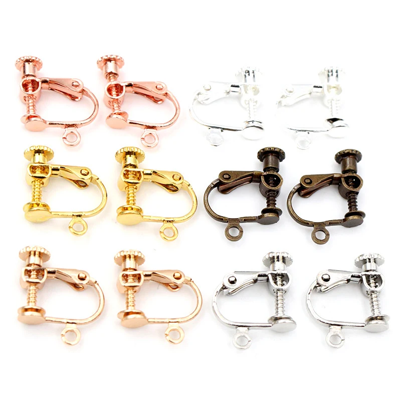 10pcs 15*13mm Brass Screw Ear Clip Earring Settings Rotate Pads Earring Findings Base Blank Bezel For Jewelry Making Supplies