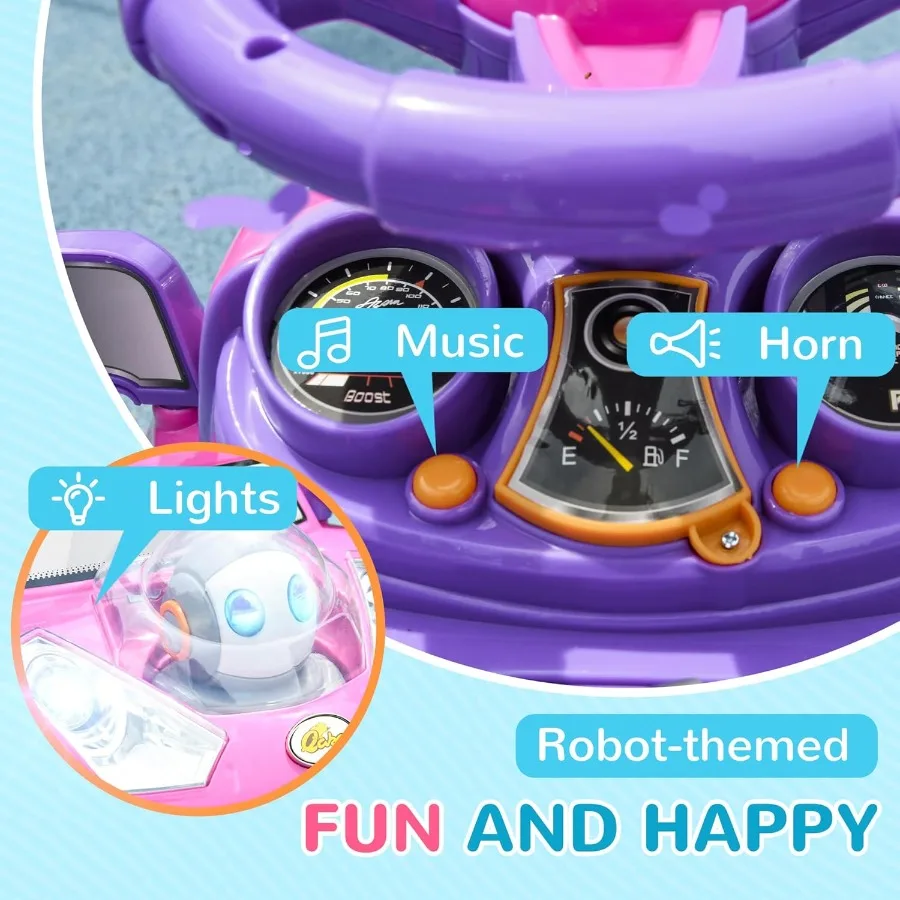 Voiture Push pour bébé de 1 à 3 ans, 3 en 1, marche sur pied coulissant au sol, avec poignée amovible, klaxon musical, auvent de sécurité Gu