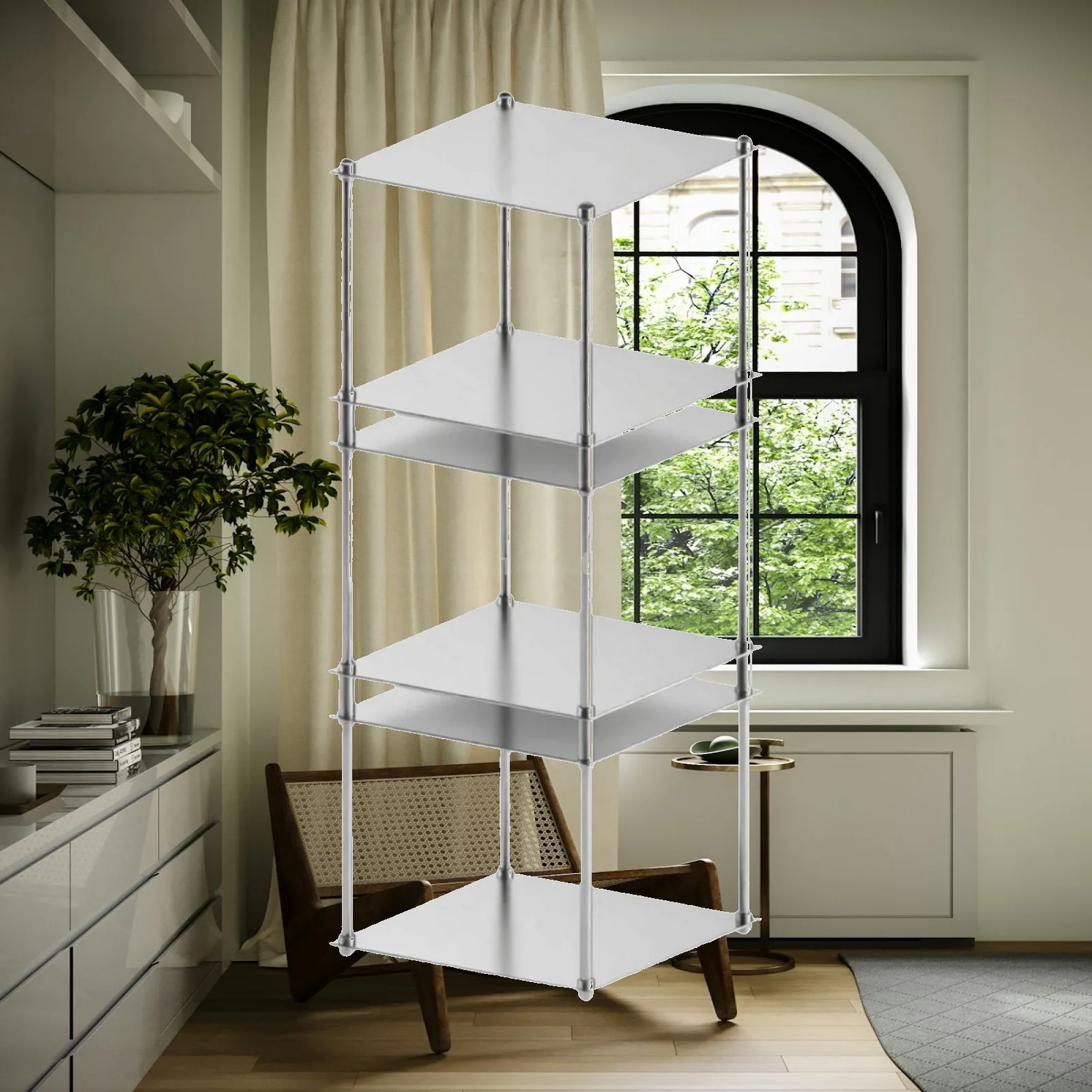 Modular Storage Rack with Square Shelves Multipurpose Rotatable Metal Shelving Unit Metal Storage Rack Sturdy for Office