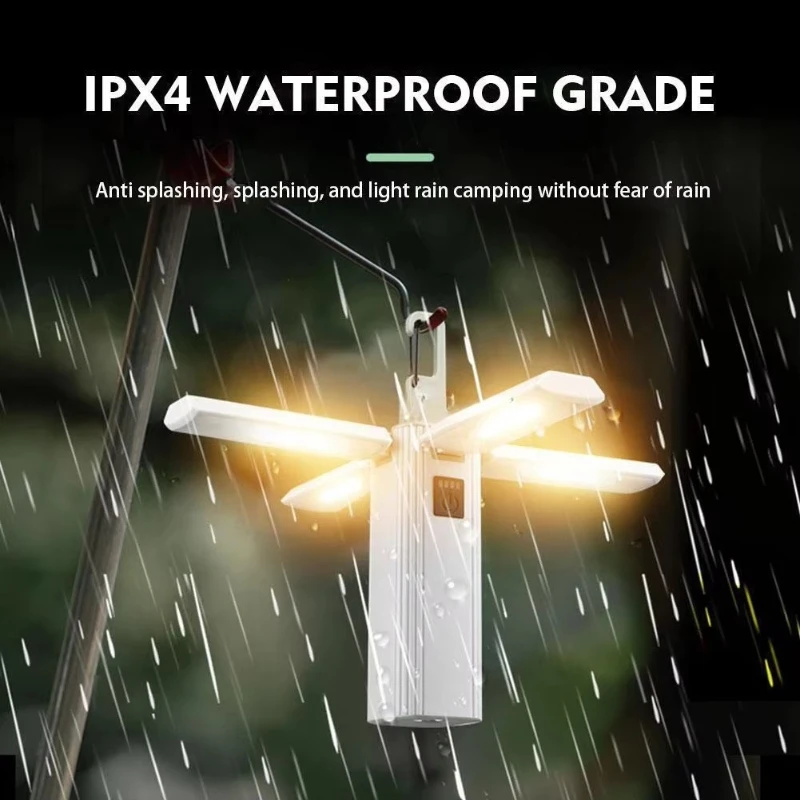Rechargeable Camping Light Hook Tent Chandelier Multi-function Eye Protection Protable Flashlight Folding Handheld Hanging Lamps