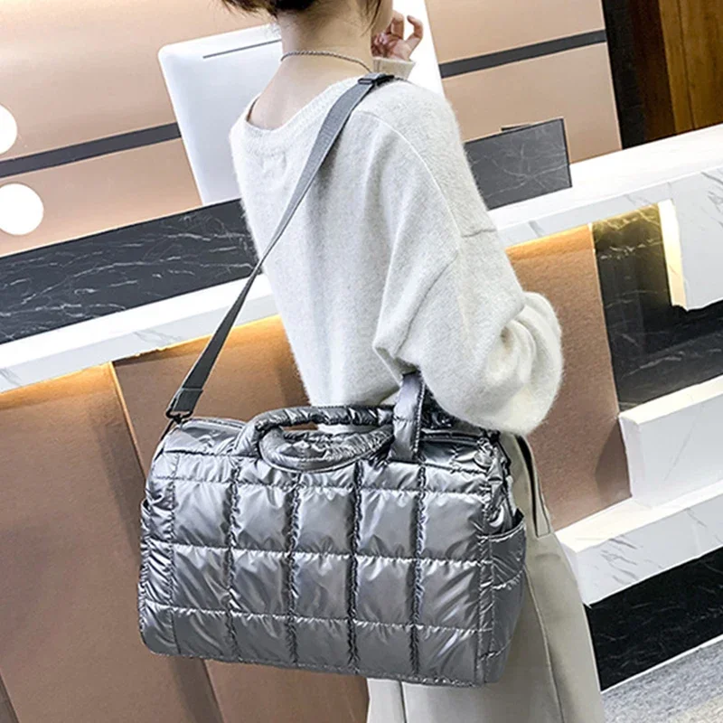 Winter Space Cotton Handbags Tote Quilted Down Shoulder Bags for Women Luxury Nylon Cloth Crossbody Bag Fashion Messenger Purse