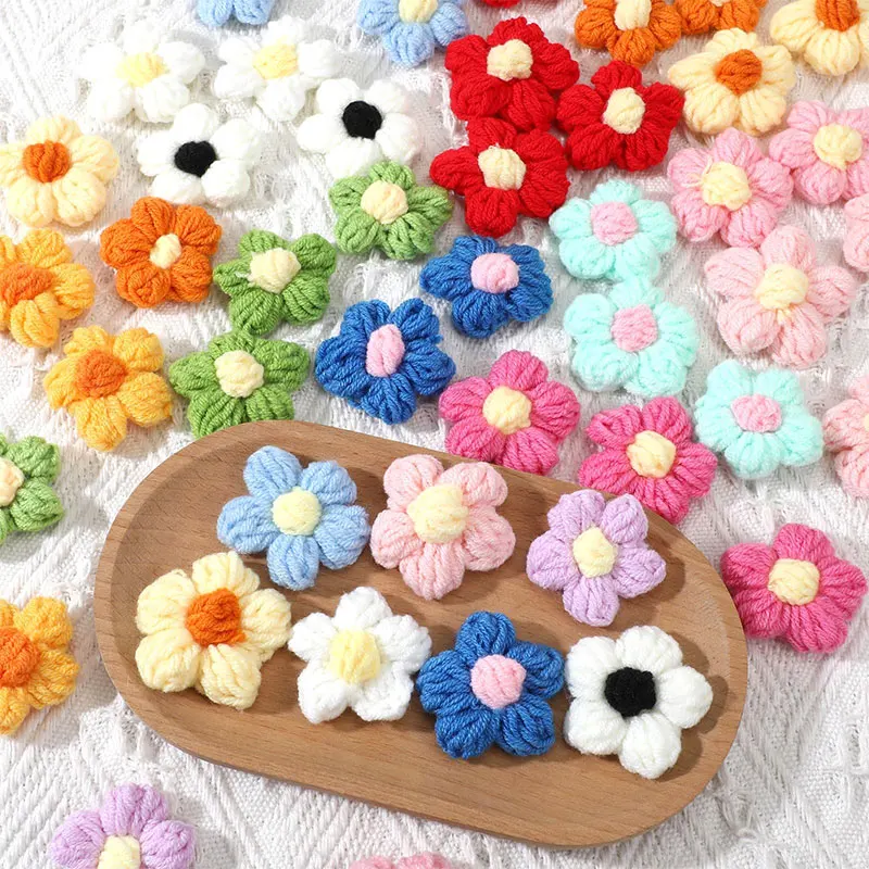 10/20/50 قطعة الزهور المحبوكة يدويا صغيرة الحليب القطن الكروشيه الأزهار بتلات اليدوية زين DIY بها بنفسك ملابس الشعر ديكور الحفلات الحرفية
