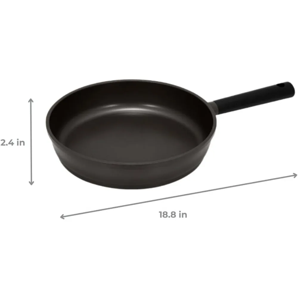 

11-дюймовая керамическая сковорода с антипригарным покрытием, индукционная совместима, прочная и легко чистящаяся для здорового приготовления пищи