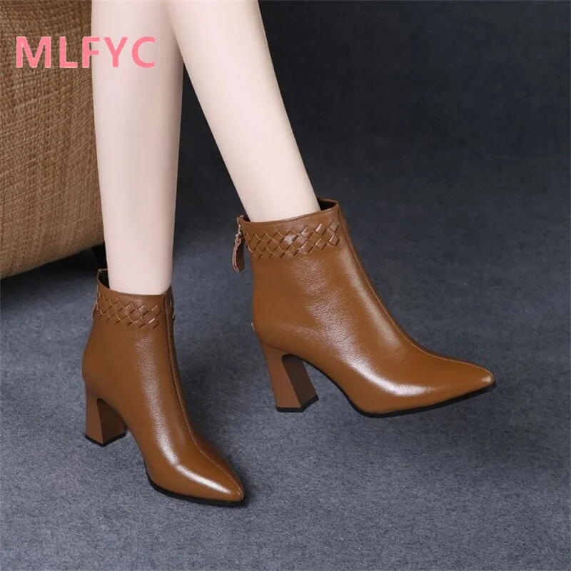 Short Boots Women's Winter Single Boots 2023 Autumn Winter New High Heel Fashion Fashion Boots female Comfort Warm Keeping