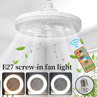 2-in-1 Three-speed Mode LED Fan Light E27 Lamp Holder Fan Lamp With Remote Control for Living Room Bedroom Kitchen Garages