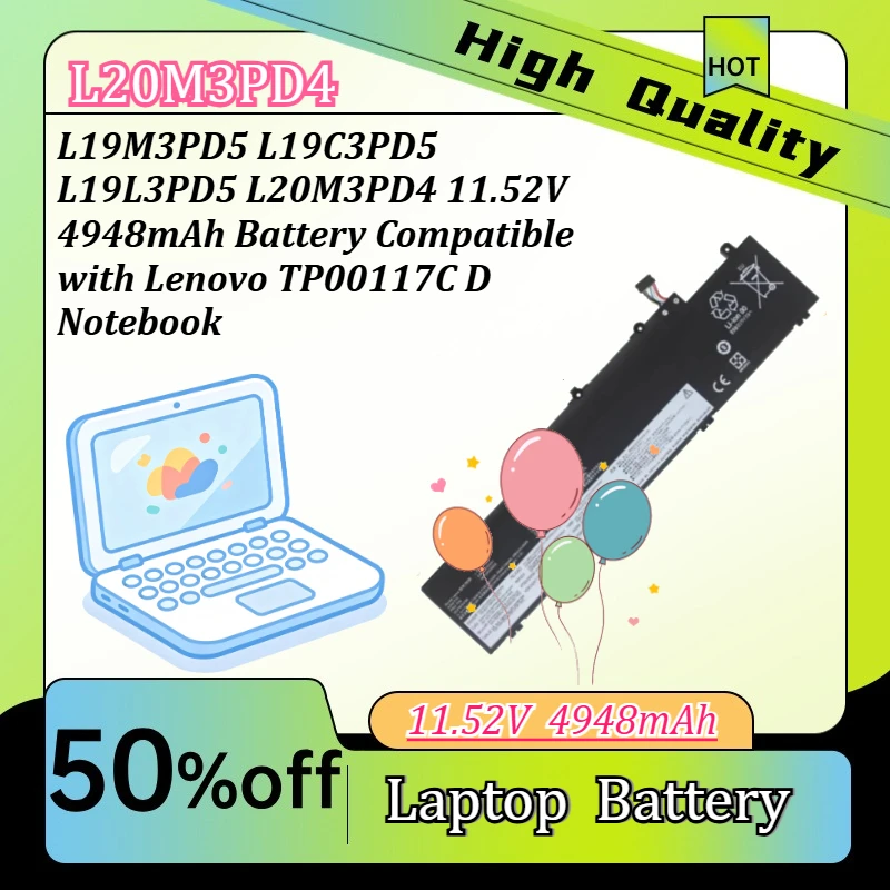 L19M3PD5 L19C3PD5 L19L3PD5 L20M3PD4 11.52V 4948mAh Battery Compatible with Lenovo TP00117C D Notebook