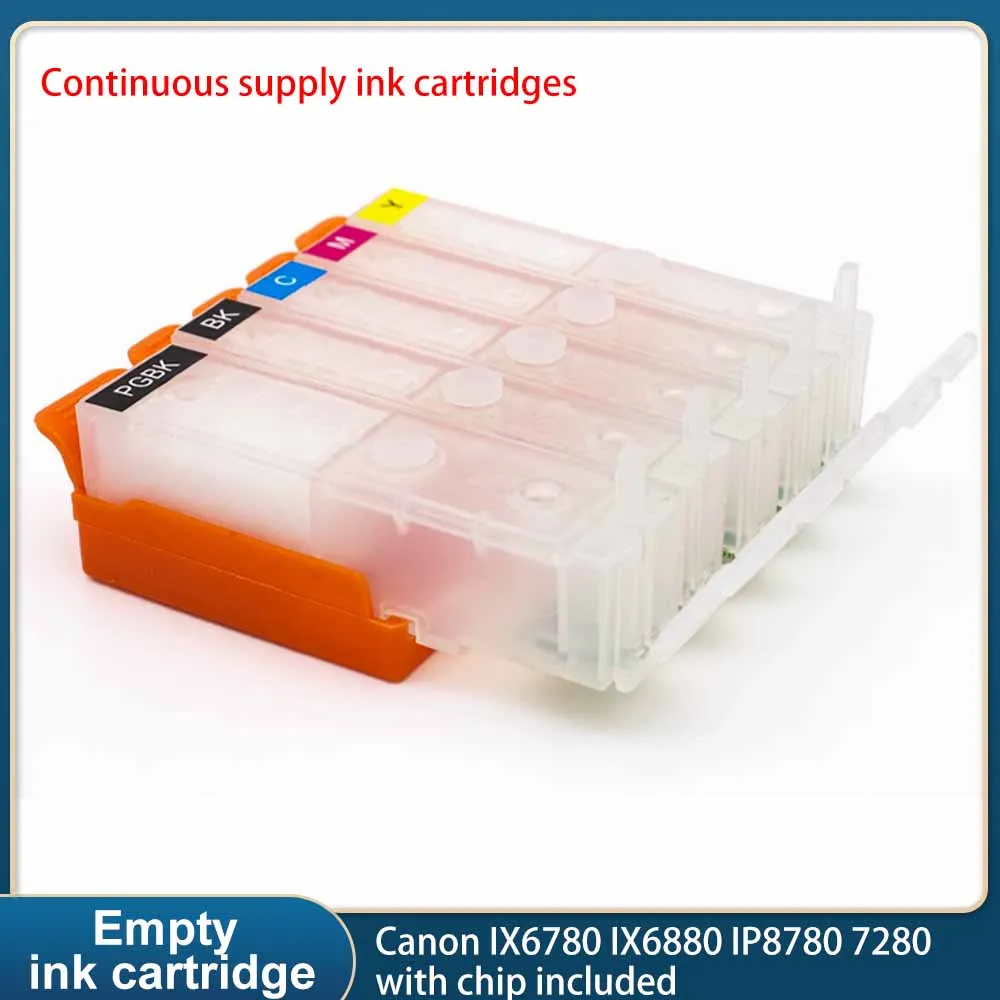 6 ピース/セット BK CMYK 空のインクボックス Canon IX6780 IX6880 IP8780 7280 用チップ付属
