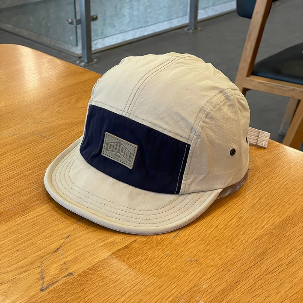 

Autumn Japanese Style Short Brim Baseball Cap Cotton Breathable Casual Peaked Cap Soild Color Letter Label Quick-Drying Hat Men