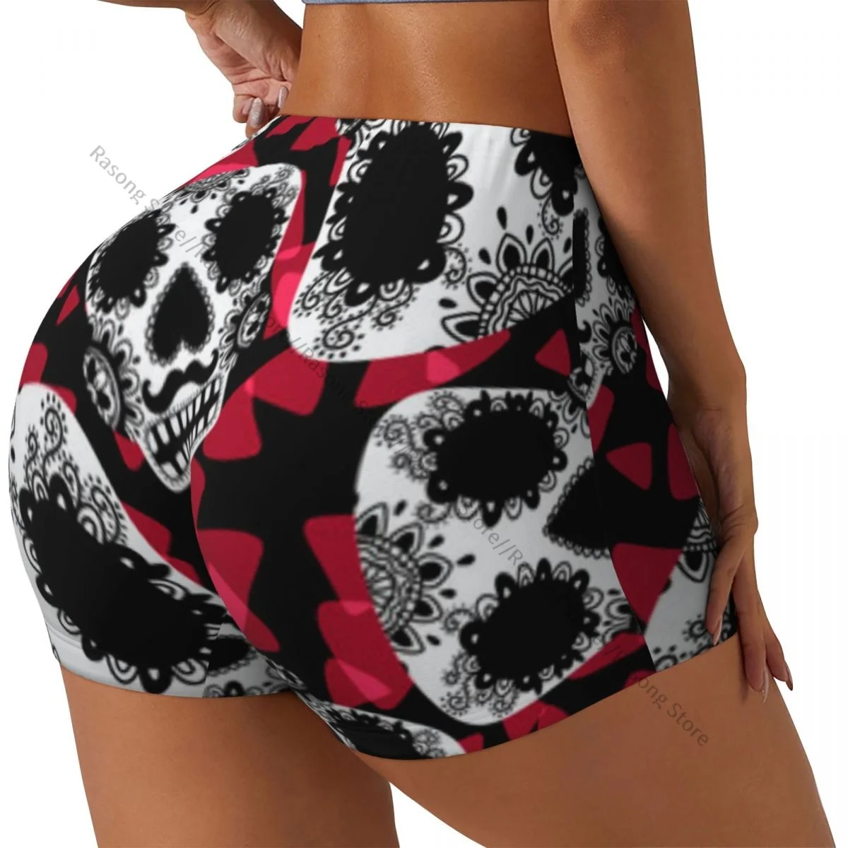 

Женские шорты для йоги Monsters Skulls Scrunch Booty Подтяжка ягодиц Комфортный фитнес-зал
