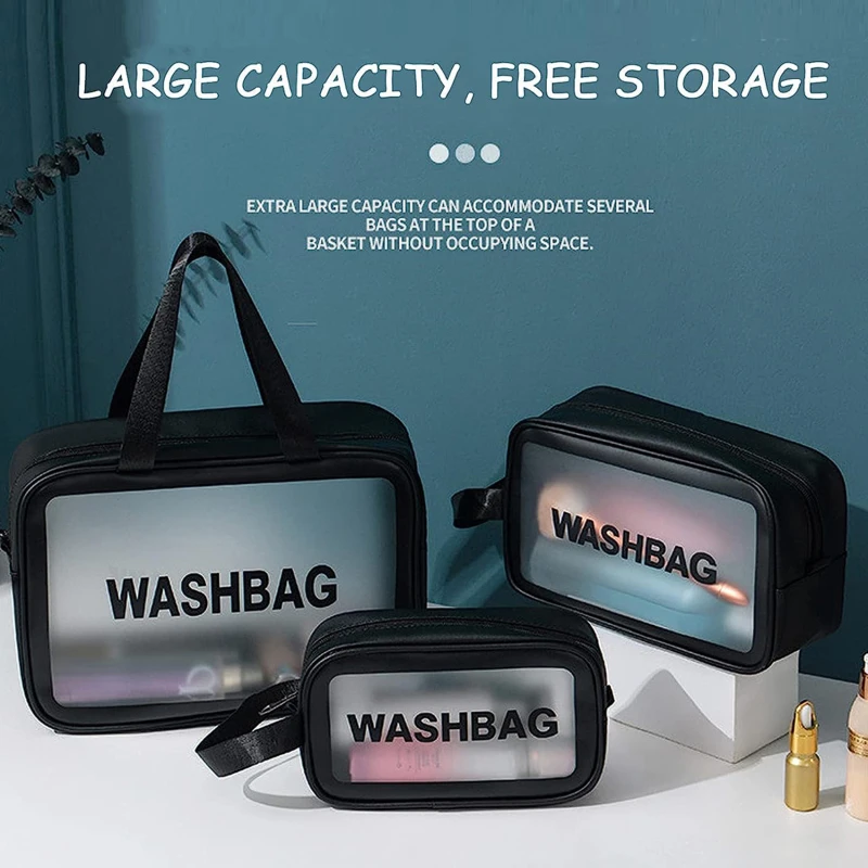 3PCS/SET PVC Waterproof Transparent Cosmetic Bag Wash Bath Storage Bag Travel Multi-function Storage Bag Cosmetic Handbag