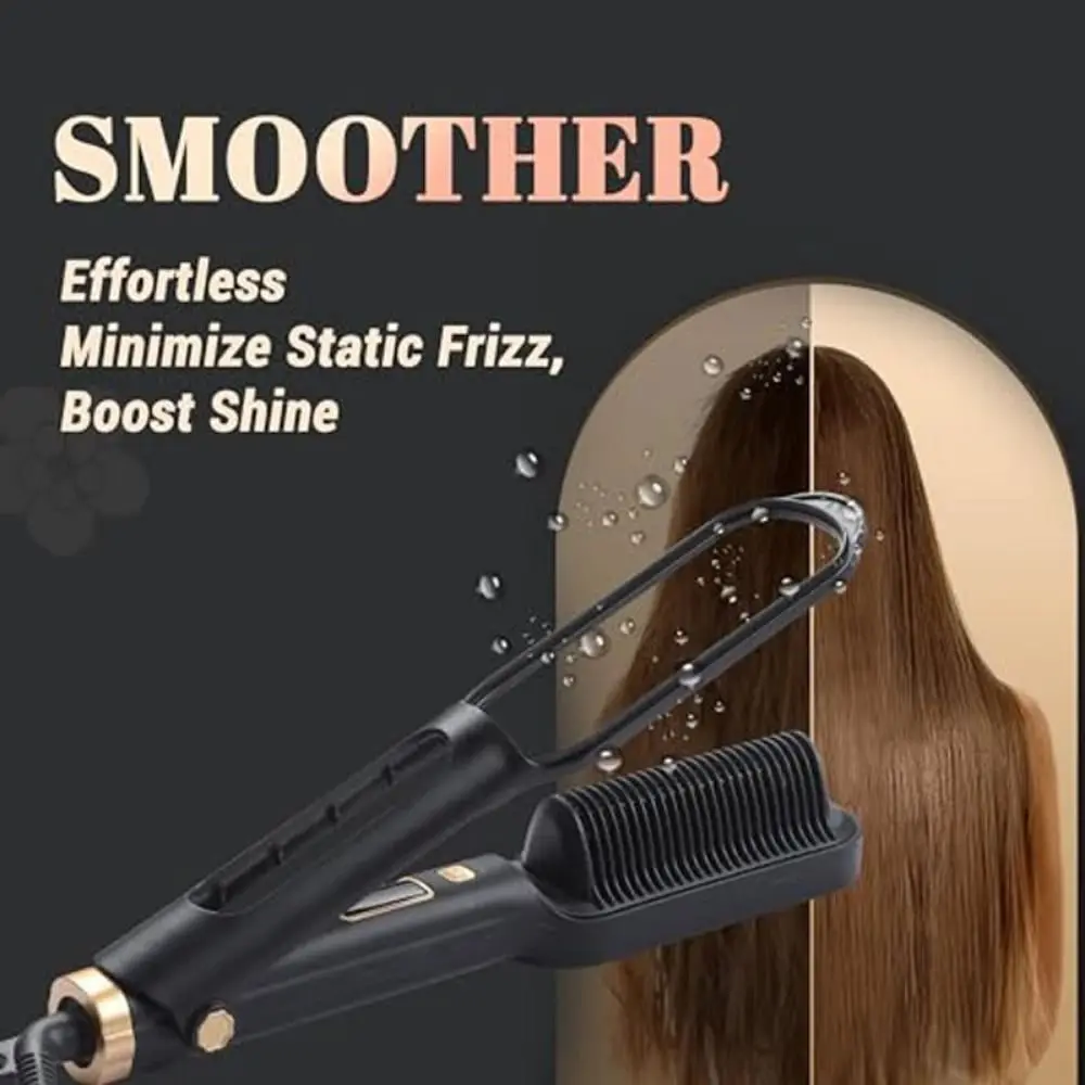 

Anti Scald Electric Hair Straightening Comb 2 in 1 Fast Heating Negative Ion Straighten Brush Detangling Smooth Comb Teeth