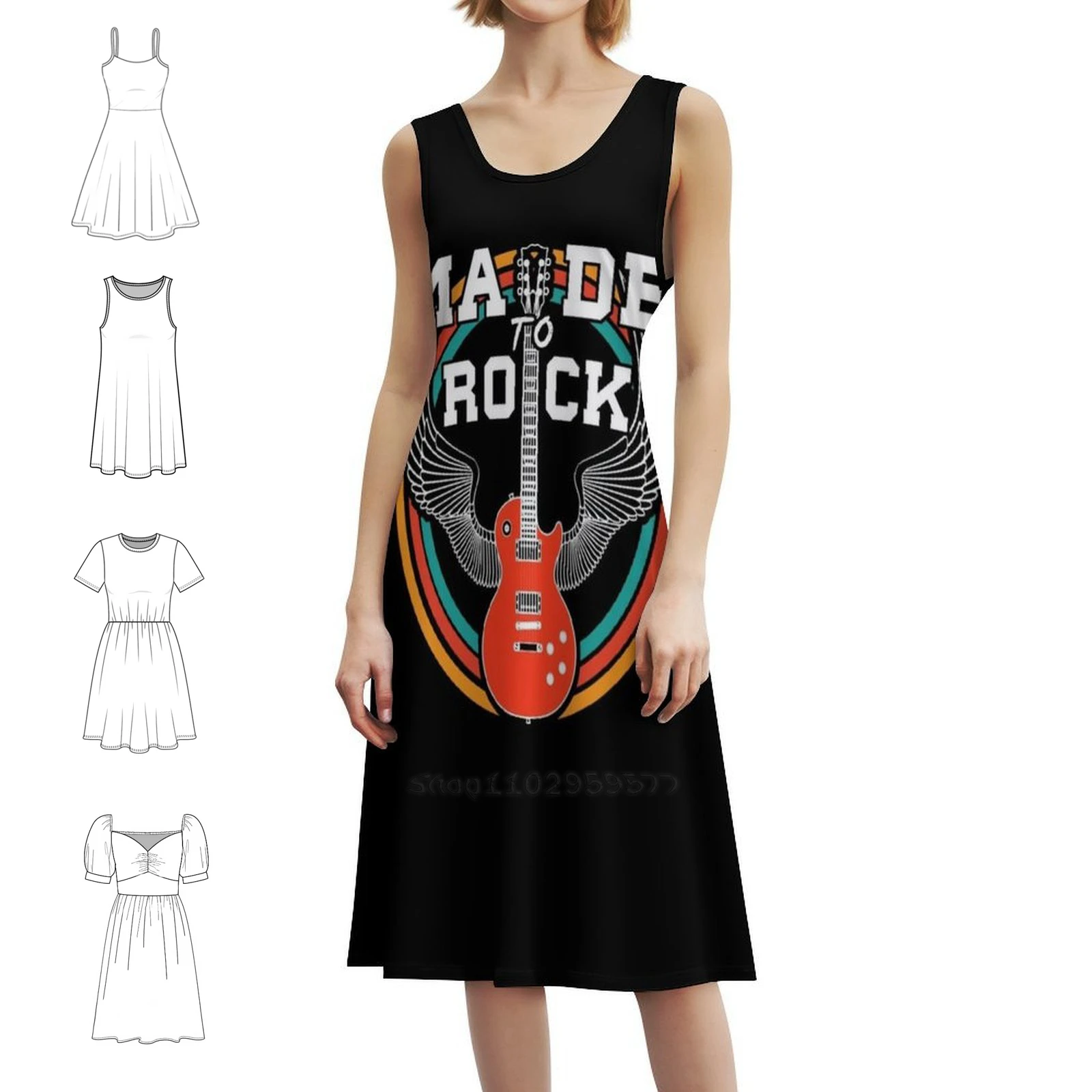 

Платье Made To Rock & Roll Music Guitar с вырезом в форме сердца Элегантное летнее праздничное платье для женщин Made To Roll Винтаж Ретро