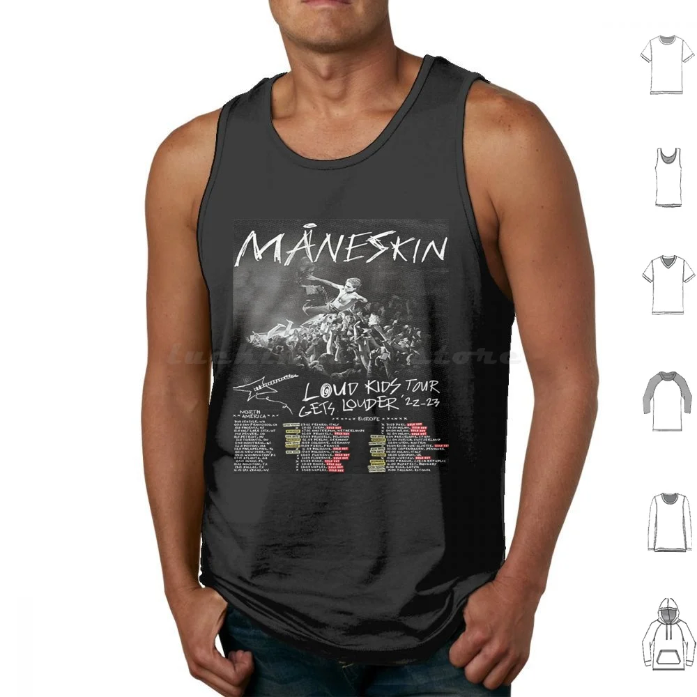 Maneskin Tour Tank Tops Vest Sleeveless Maneskin M ? Neskin Italy Damiano David Italian Maneskin Band Sanremo De