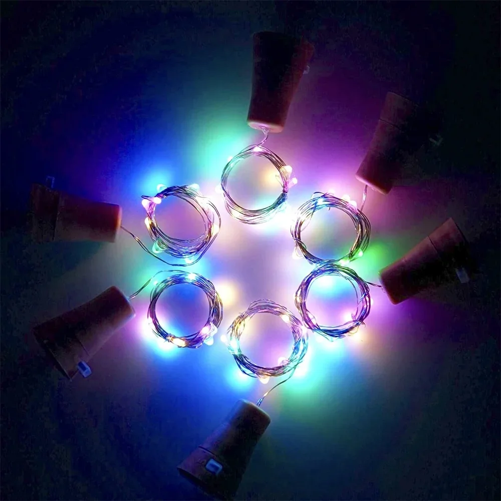 Solar Bottle Lights Battery-Operated Garlands Outdoor Waterproof Copper Wire Bottle Stopper Shaped LED Light Party Decoration