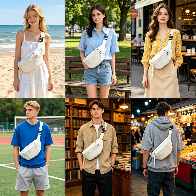 Solid Color Corduroy Crossbody Bags for Men Women Chest Bag Street Style Sport Shoulder Bag Unisex Versatility Romantic Matching