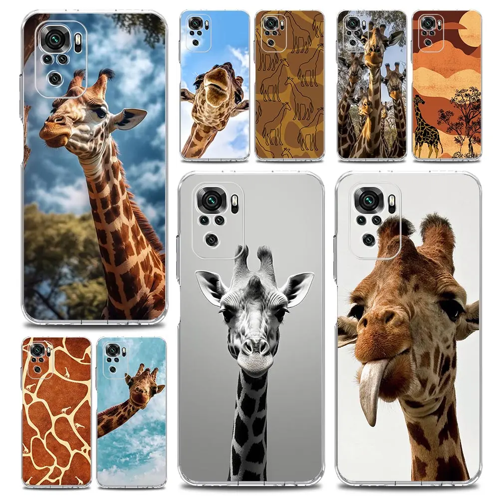 Phone Case For Xiaomi Redmi Note 13 12 5G 9S 9 8 10 11 Pro Plus 4G 9T 13C 12C10C 9C 9A 7 Clear Cover giraffe