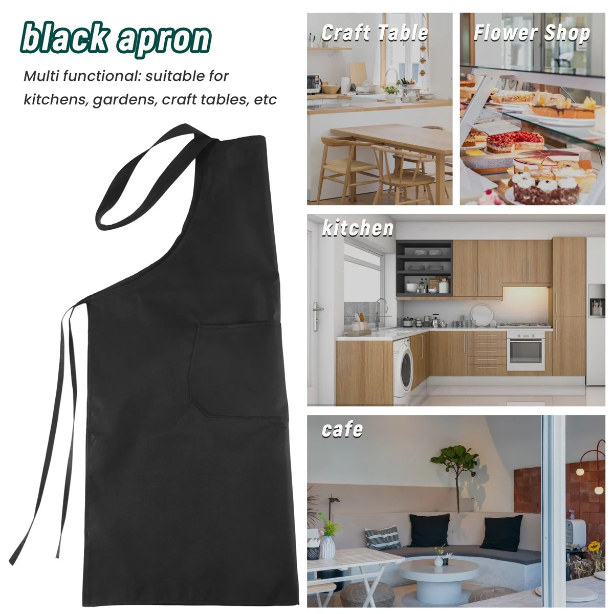 

6 Pack Black Kitchen Apron with 2 Pockets Anti-Dirty Apron Suitable for Barbecue Kitchen Cooking Baking Restaurant HOT