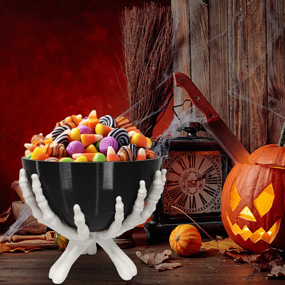 هالوين وعاء الحلوى القوطية الهيكل العظمي الأيدي الحلوى تخزين حامل متعدد الوظائف هالوين حامل مُنظِم ديكور المنزل مخيف #1