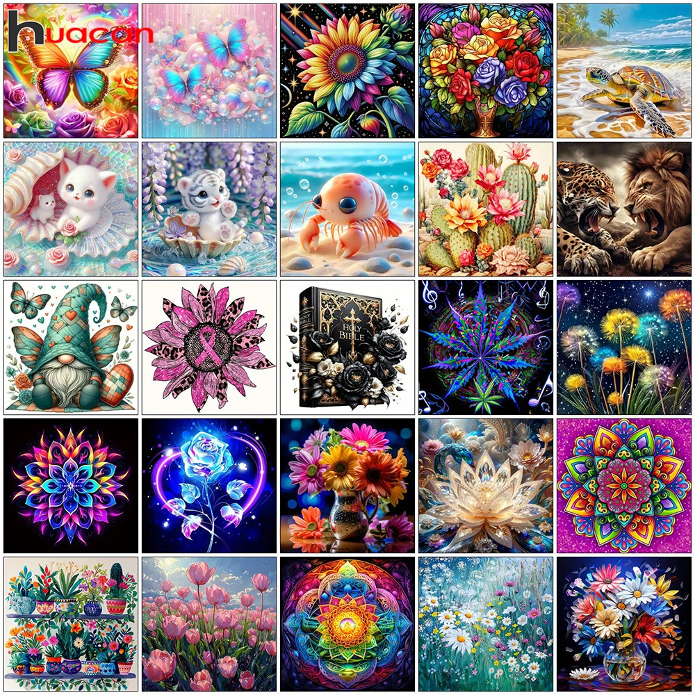 Huacan-Conjunto de pintura de diamantes de Tai Chi, girasol, Cuadrado y Redondo mosaico completo, bordado de paisaje de Yin Yang, decoración del hogar