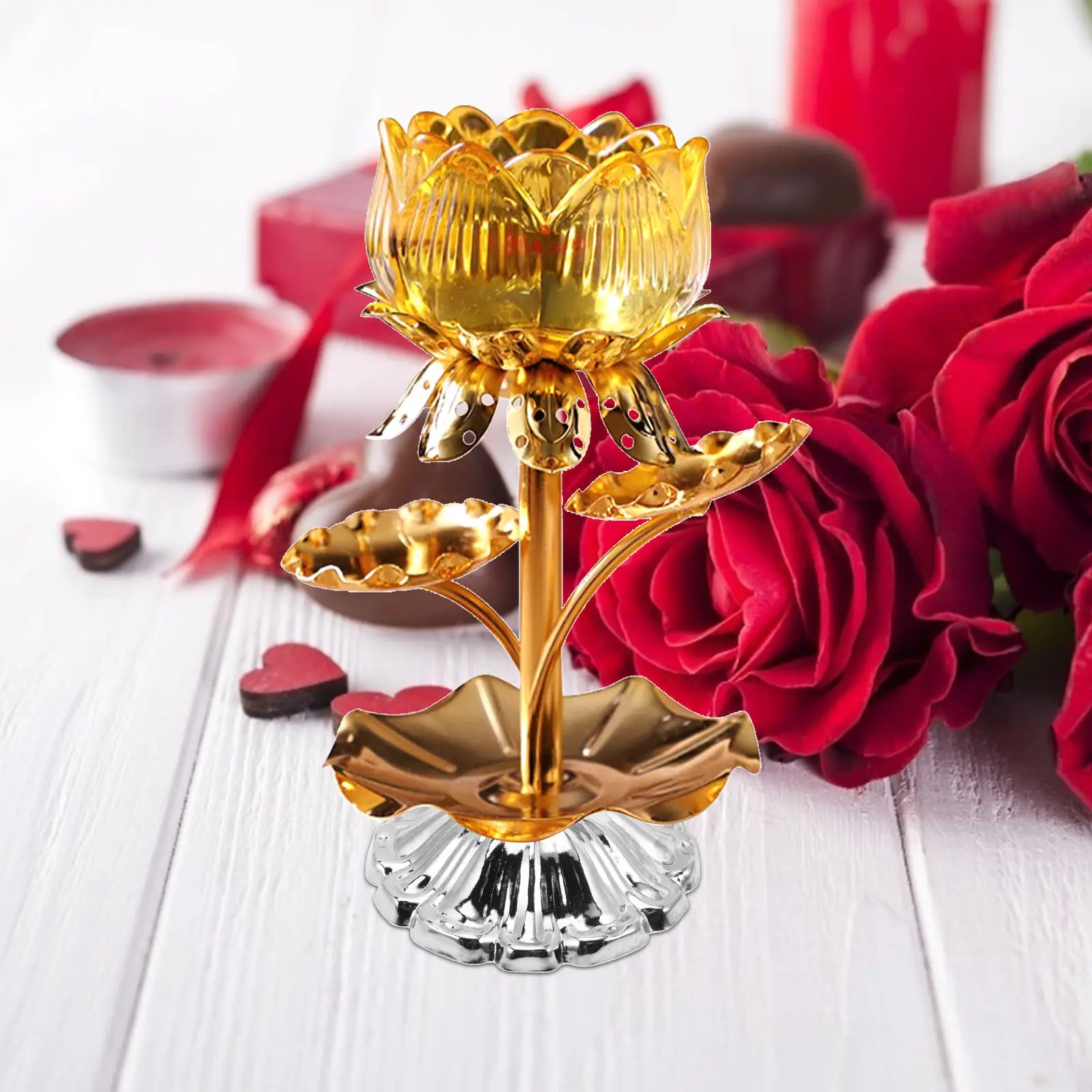10Pcs Metal Lotus Lamp Cover Case Premium Rust Resistant Moisture Proof Flower Shaped Light Cover for Home Decor Tabletop Lamp